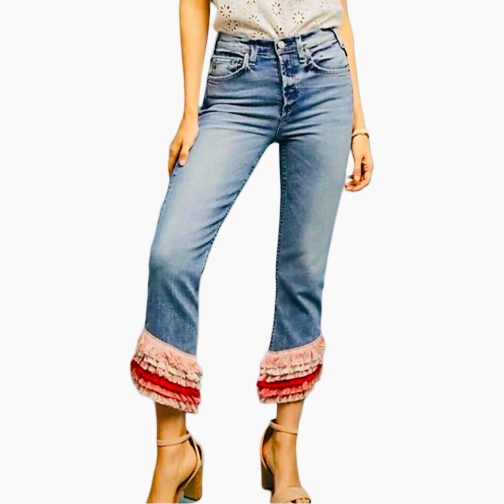 McGuire Cha Cha Fringe Cropped Jean 0 High Rise Short Button-Fly Anthropologie